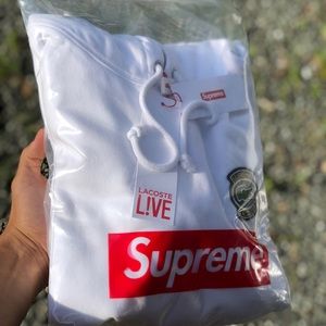 Supreme Lacoste Hooded Hoodie White